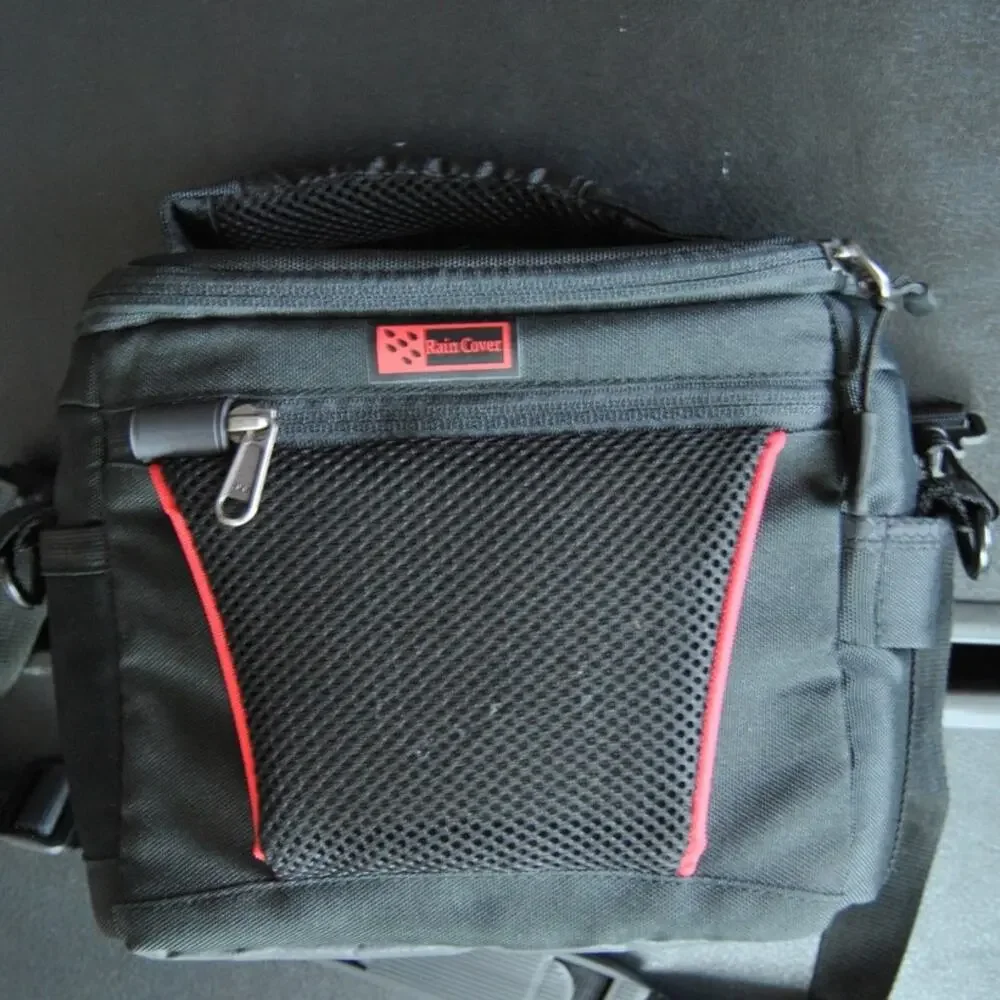 Precision Small Black & Red Camera Bag w/ Rain Cover